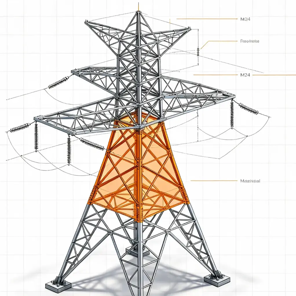 Materiálová analýza energetických ocelových věží